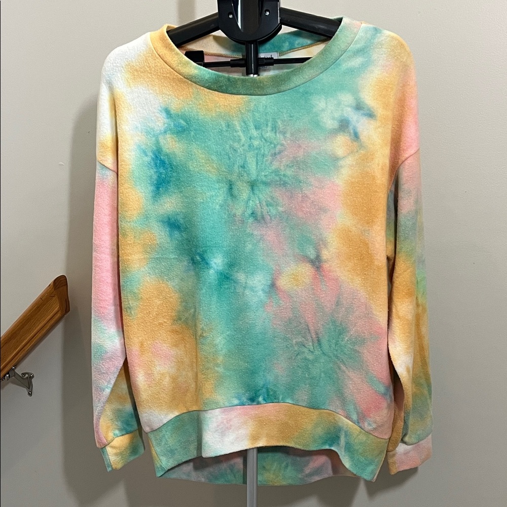 Pastel Tie-Dye Pullover Sweatshirt - Size Small